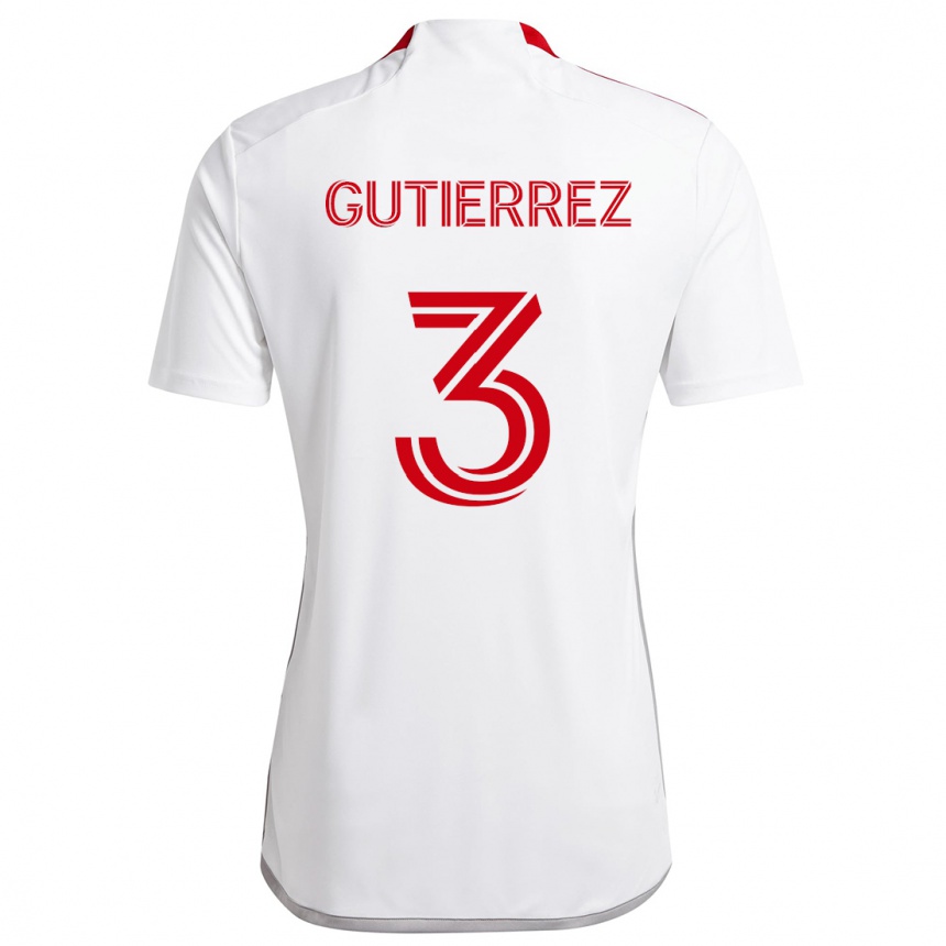 Enfant Football Maillot Cristián Gutiérrez #3 Blanc Rouge Tenues Extérieur 2024/25