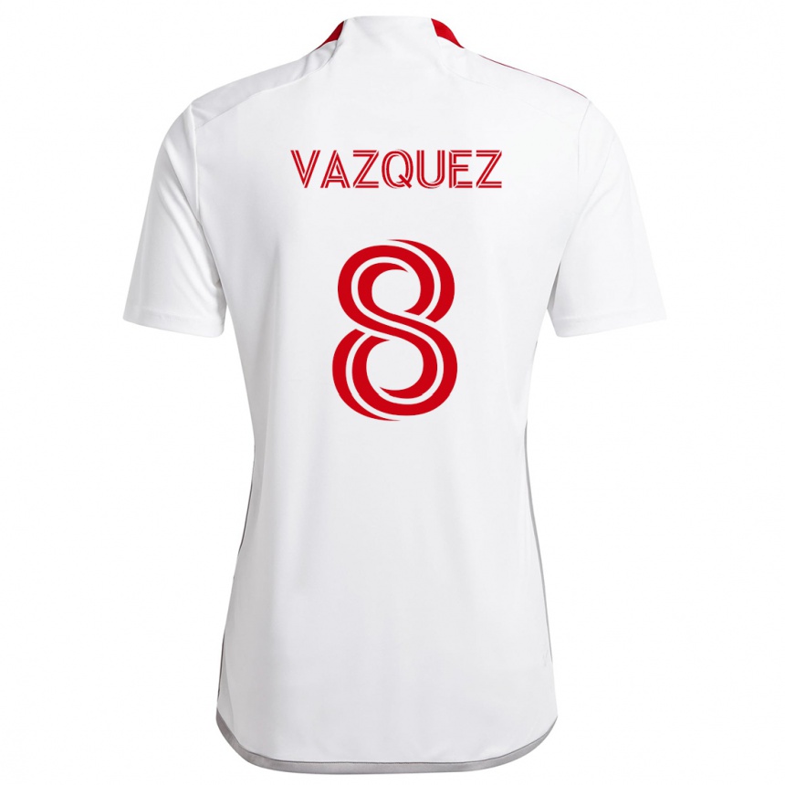 Enfant Football Maillot Víctor Vázquez #8 Blanc Rouge Tenues Extérieur 2024/25