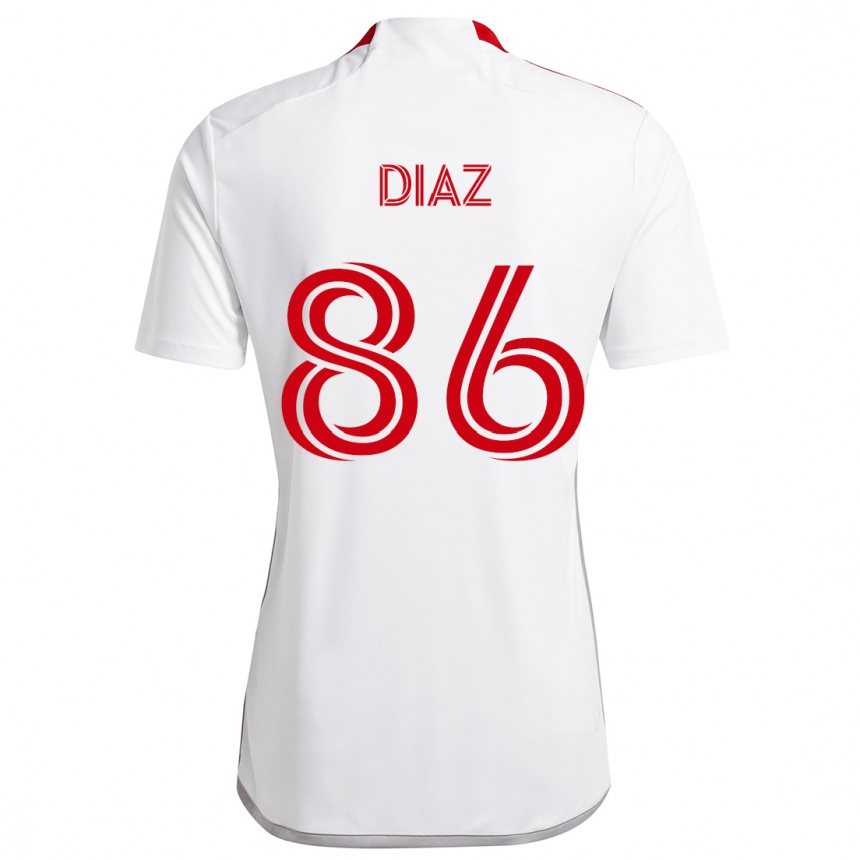 Enfant Football Maillot Alec Díaz #86 Blanc Rouge Tenues Extérieur 2024/25