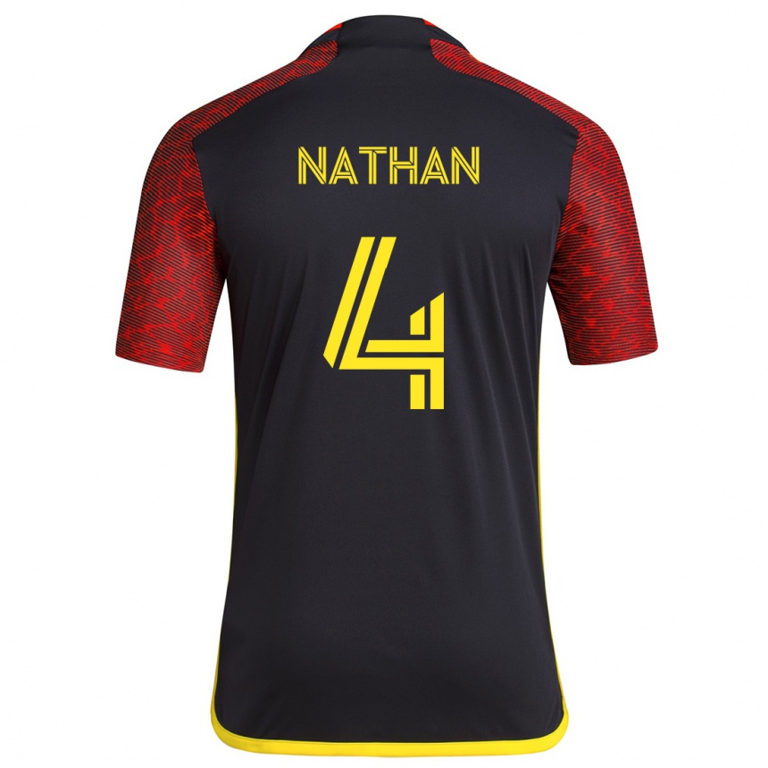 Enfant Football Maillot Nathan #4 Rouge Noir Tenues Extérieur 2024/25