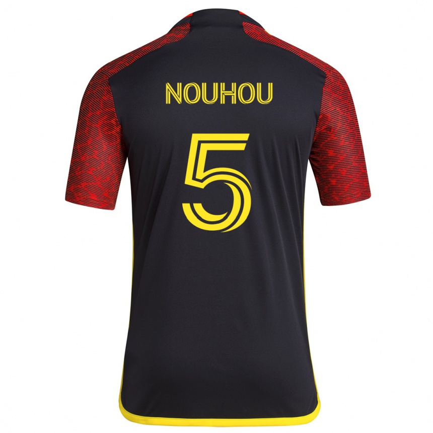 Enfant Football Maillot Nouhou #5 Rouge Noir Tenues Extérieur 2024/25