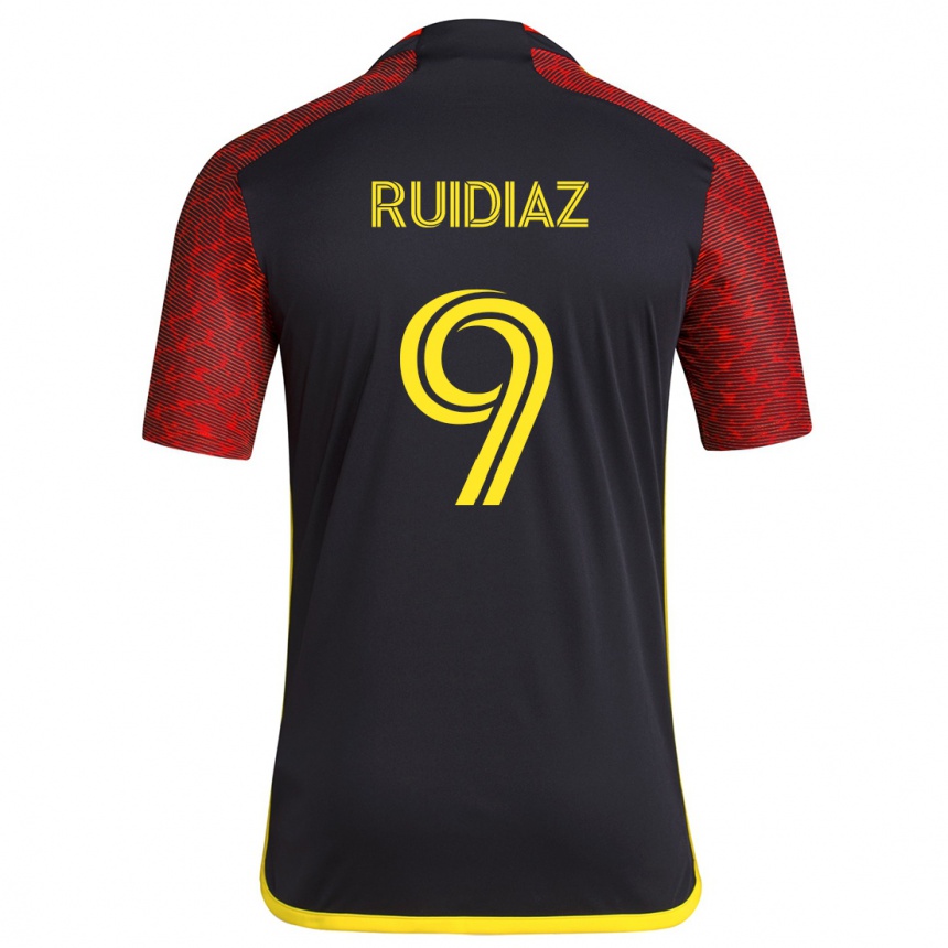 Enfant Football Maillot Raúl Ruidíaz #9 Rouge Noir Tenues Extérieur 2024/25