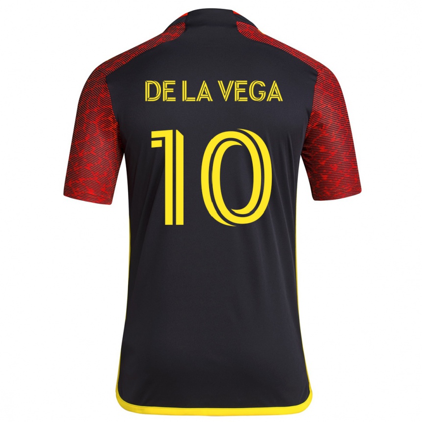 Enfant Football Maillot Pedro De La Vega #10 Rouge Noir Tenues Extérieur 2024/25