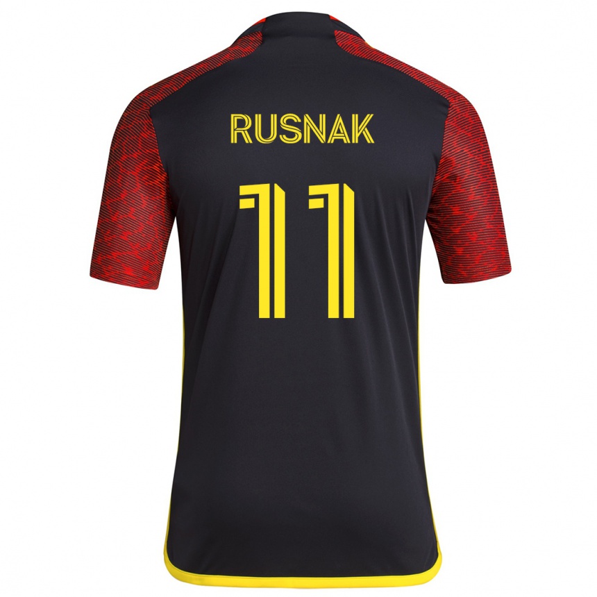 Enfant Football Maillot Albert Rusnák #11 Rouge Noir Tenues Extérieur 2024/25