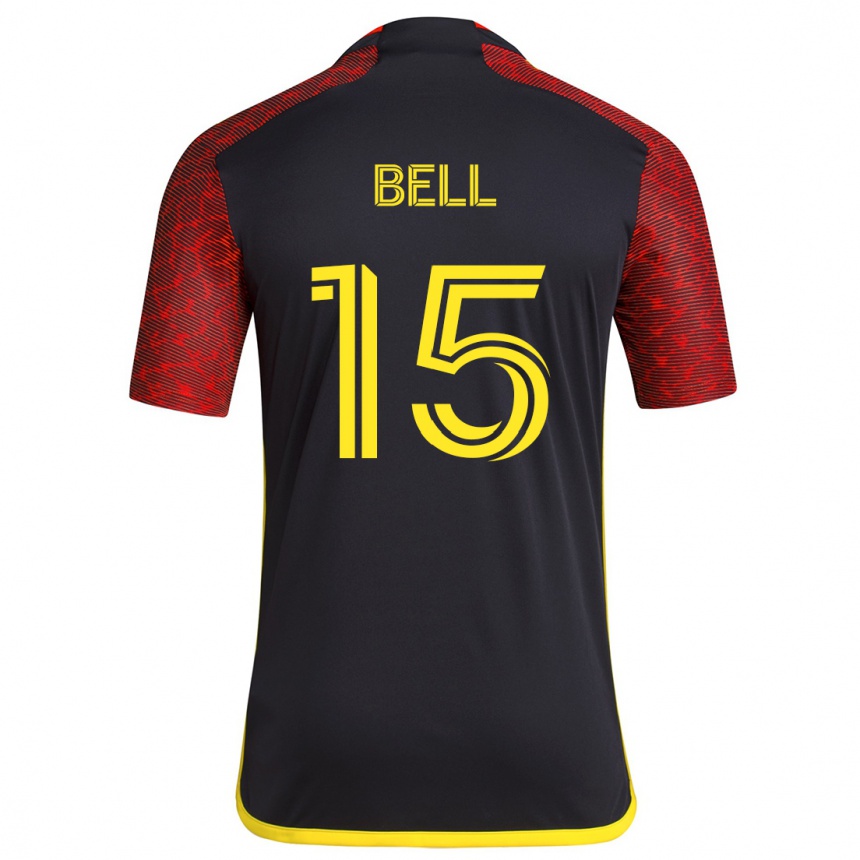 Enfant Football Maillot Jon Bell #15 Rouge Noir Tenues Extérieur 2024/25