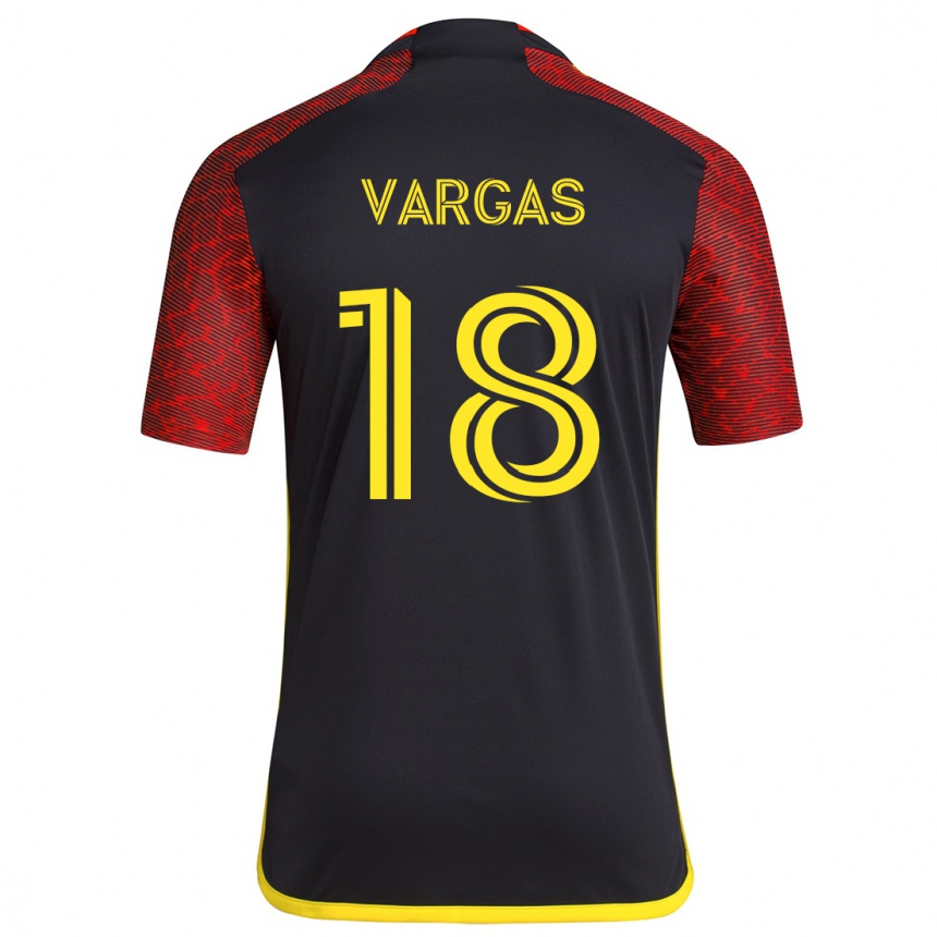 Enfant Football Maillot Obed Vargas #18 Rouge Noir Tenues Extérieur 2024/25