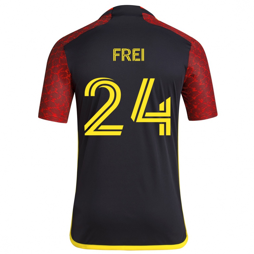 Enfant Football Maillot Stefan Frei #24 Rouge Noir Tenues Extérieur 2024/25