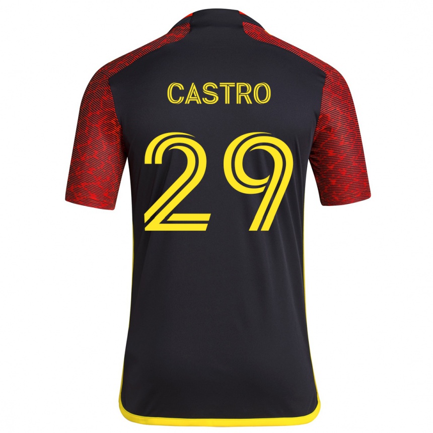 Enfant Football Maillot Jacob Castro #29 Rouge Noir Tenues Extérieur 2024/25