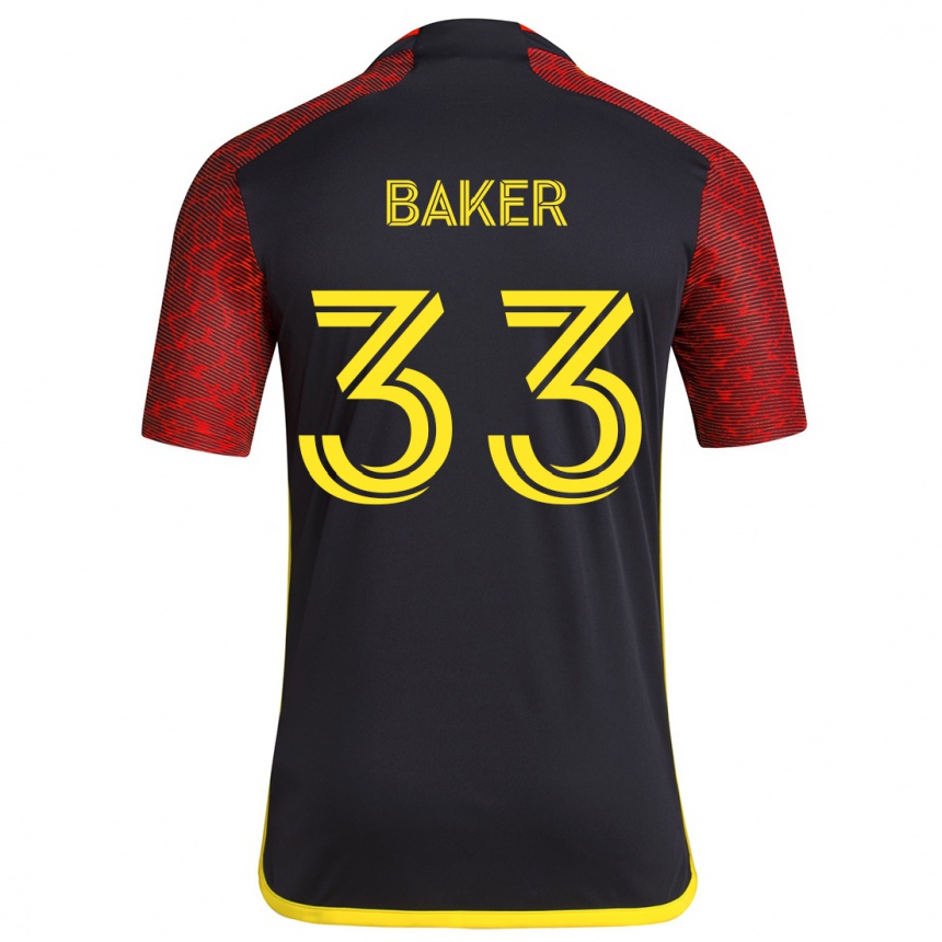 Enfant Football Maillot Cody Baker #33 Rouge Noir Tenues Extérieur 2024/25