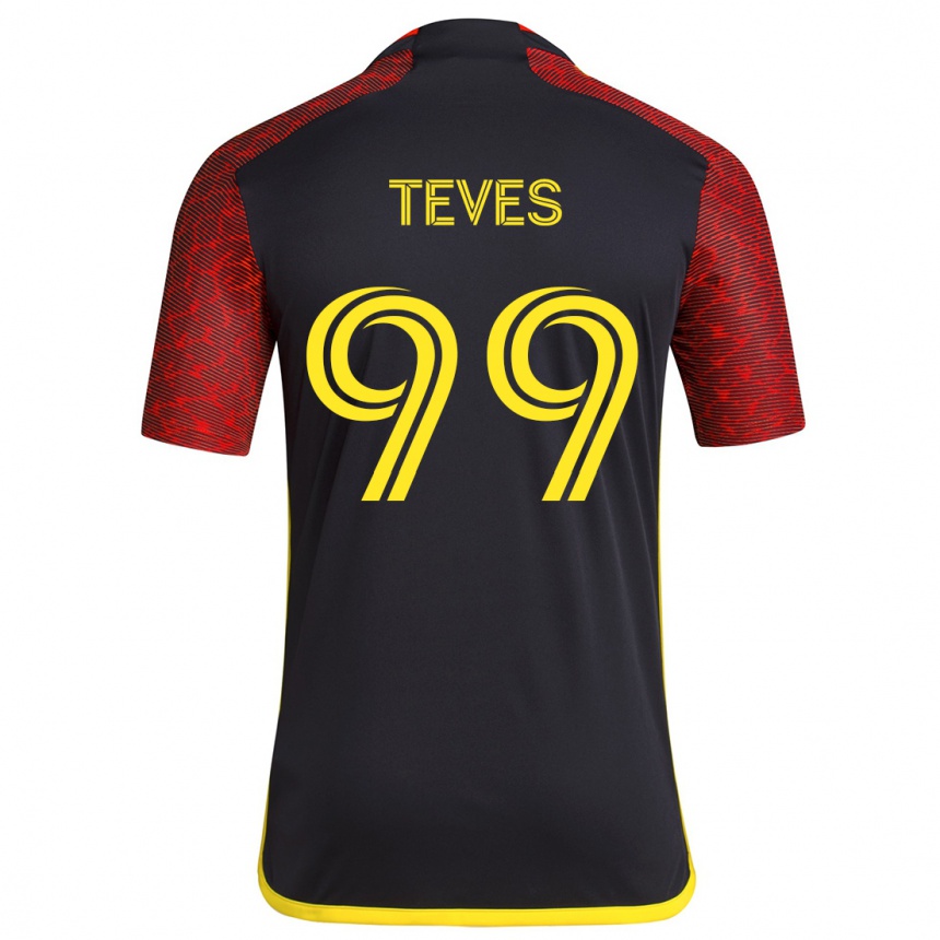 Enfant Football Maillot Dylan Teves #99 Rouge Noir Tenues Extérieur 2024/25