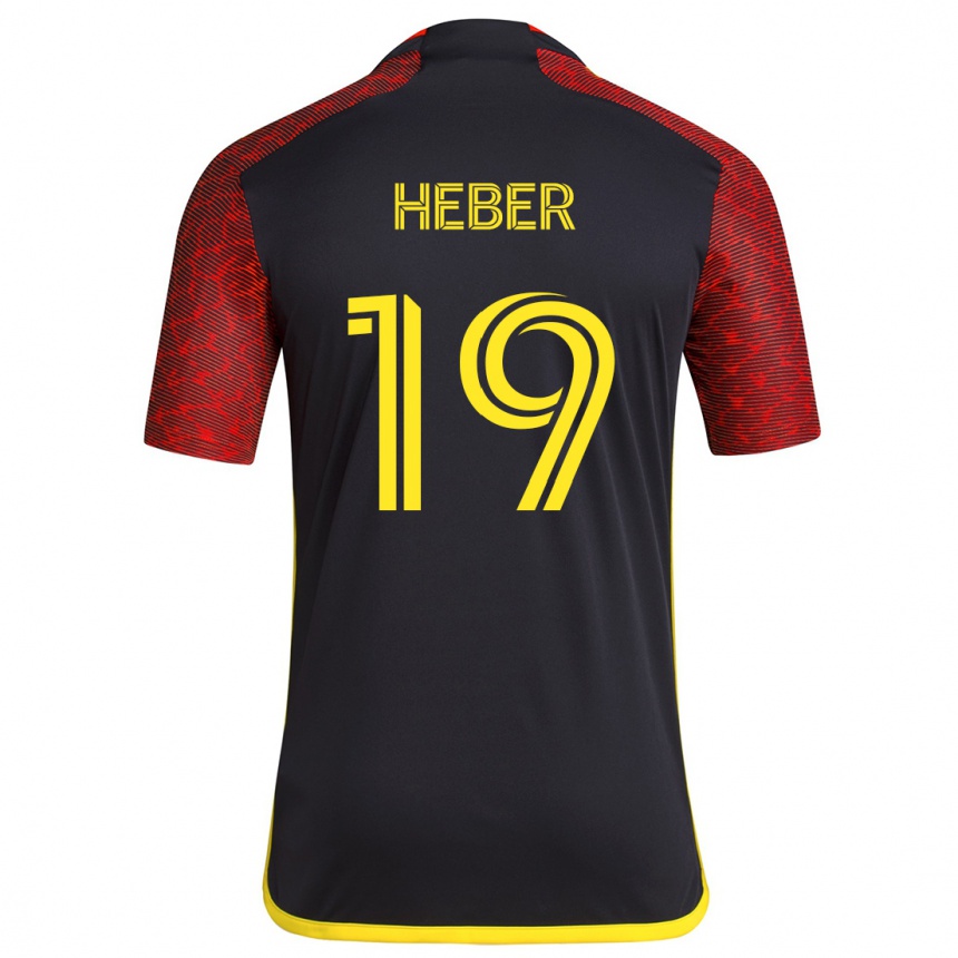 Enfant Football Maillot Héber #19 Rouge Noir Tenues Extérieur 2024/25