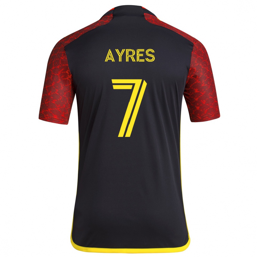 Enfant Football Maillot Melina Ayres #7 Rouge Noir Tenues Extérieur 2024/25