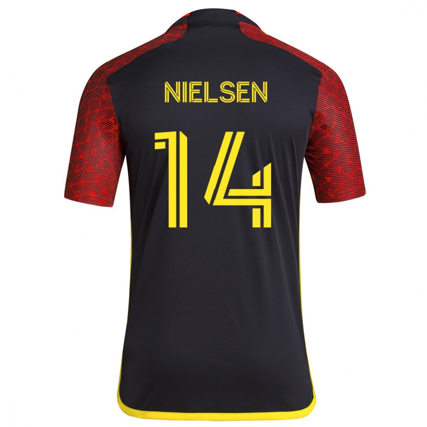 Enfant Football Maillot Taylor Nielsen #14 Rouge Noir Tenues Extérieur 2024/25