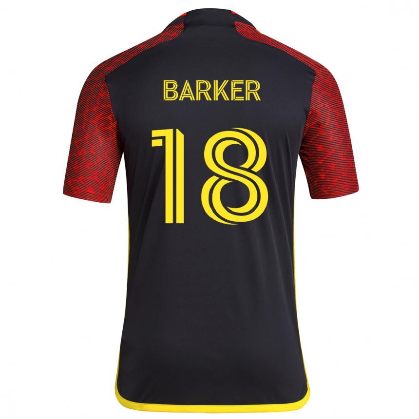 Enfant Football Maillot Alicia Barker #18 Rouge Noir Tenues Extérieur 2024/25