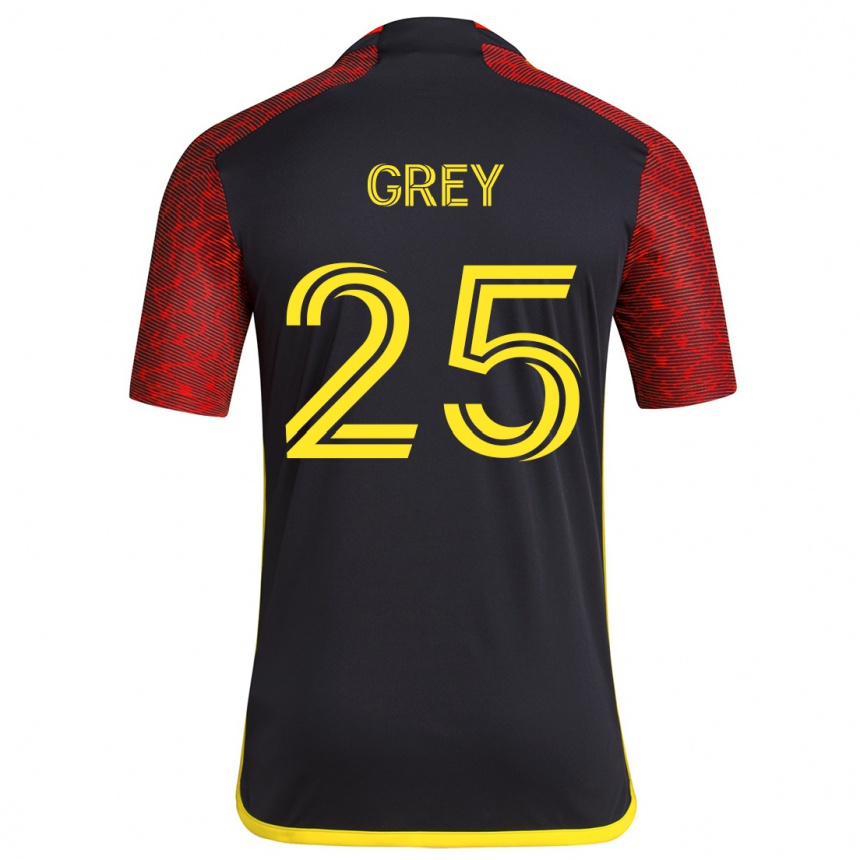 Enfant Football Maillot Mireya Grey #25 Rouge Noir Tenues Extérieur 2024/25