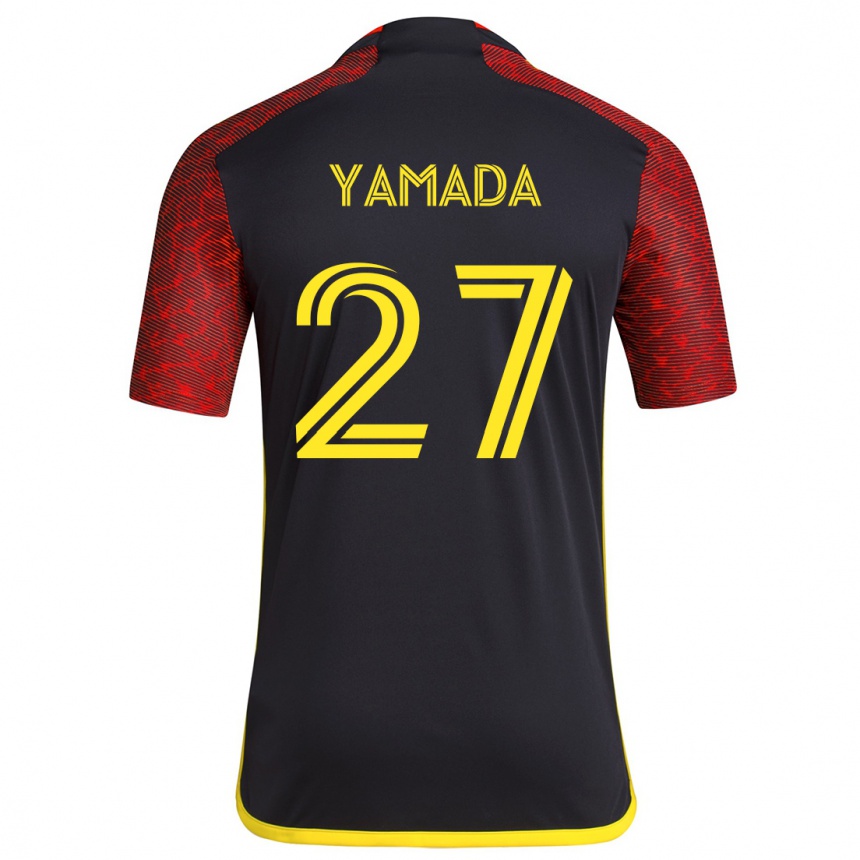 Enfant Football Maillot Hikari Yamada #27 Rouge Noir Tenues Extérieur 2024/25