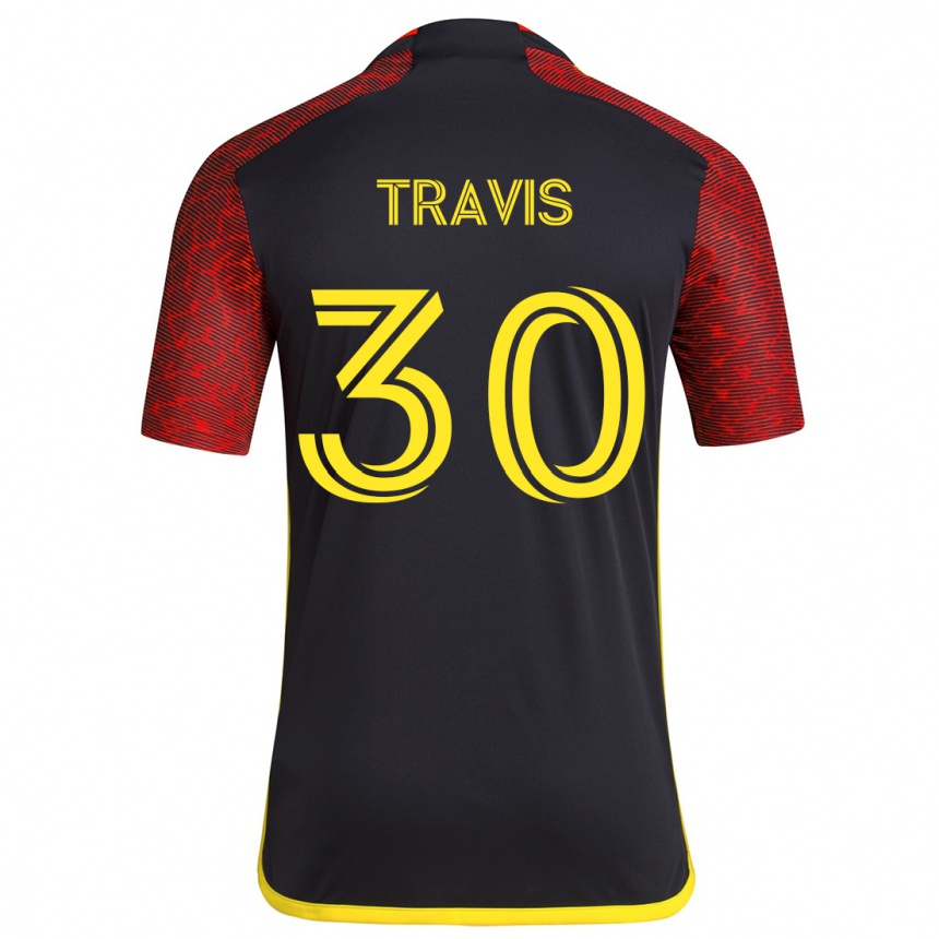 Enfant Football Maillot Riley Travis #30 Rouge Noir Tenues Extérieur 2024/25