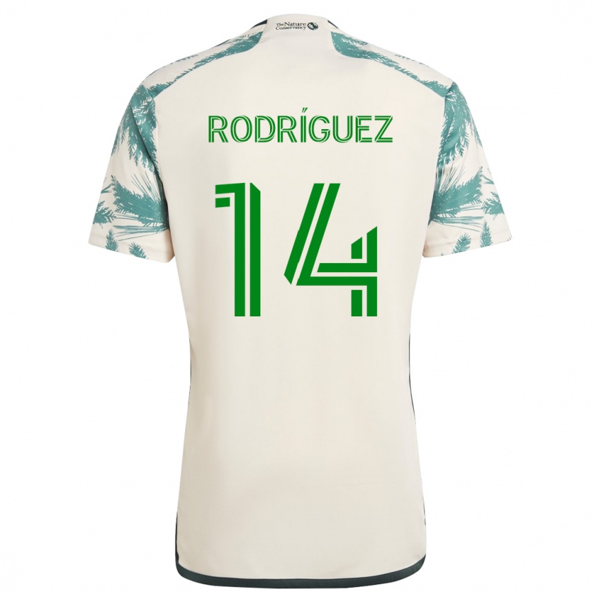 Enfant Football Maillot Jonathan Rodríguez #14 Beige Marron Tenues Extérieur 2024/25