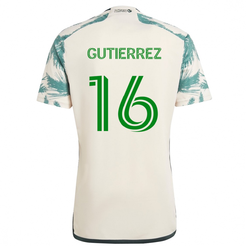 Enfant Football Maillot Diego Gutiérrez #16 Beige Marron Tenues Extérieur 2024/25