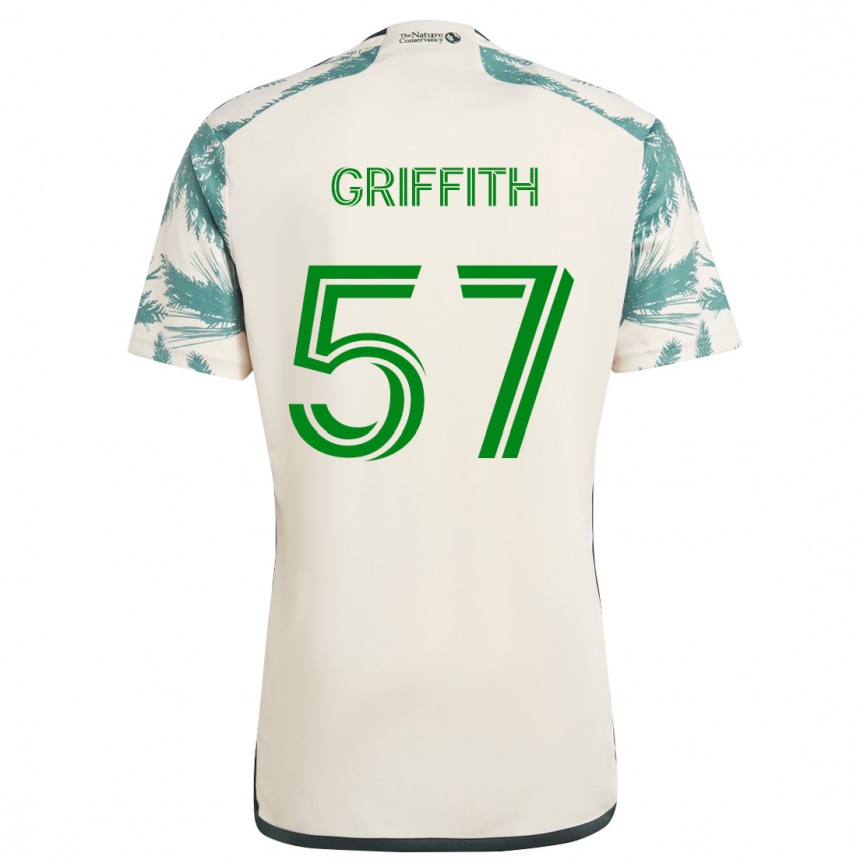 Enfant Football Maillot Víctor Griffith #57 Beige Marron Tenues Extérieur 2024/25