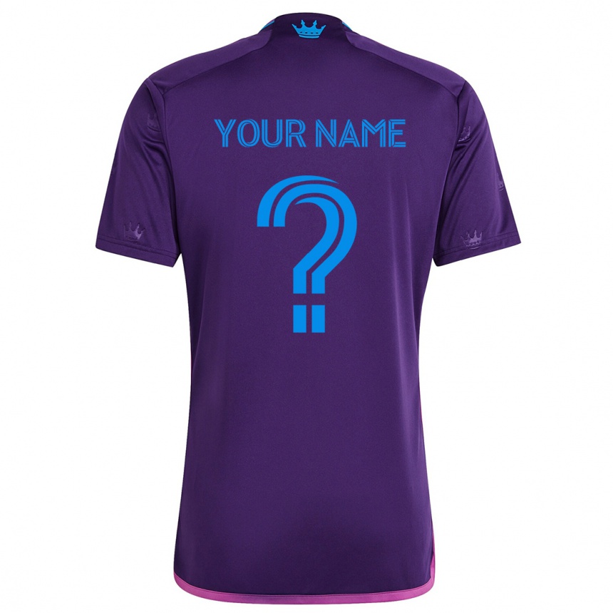 Enfant Football Maillot Votre Nom #0 Bleu Violet Tenues Extérieur 2024/25