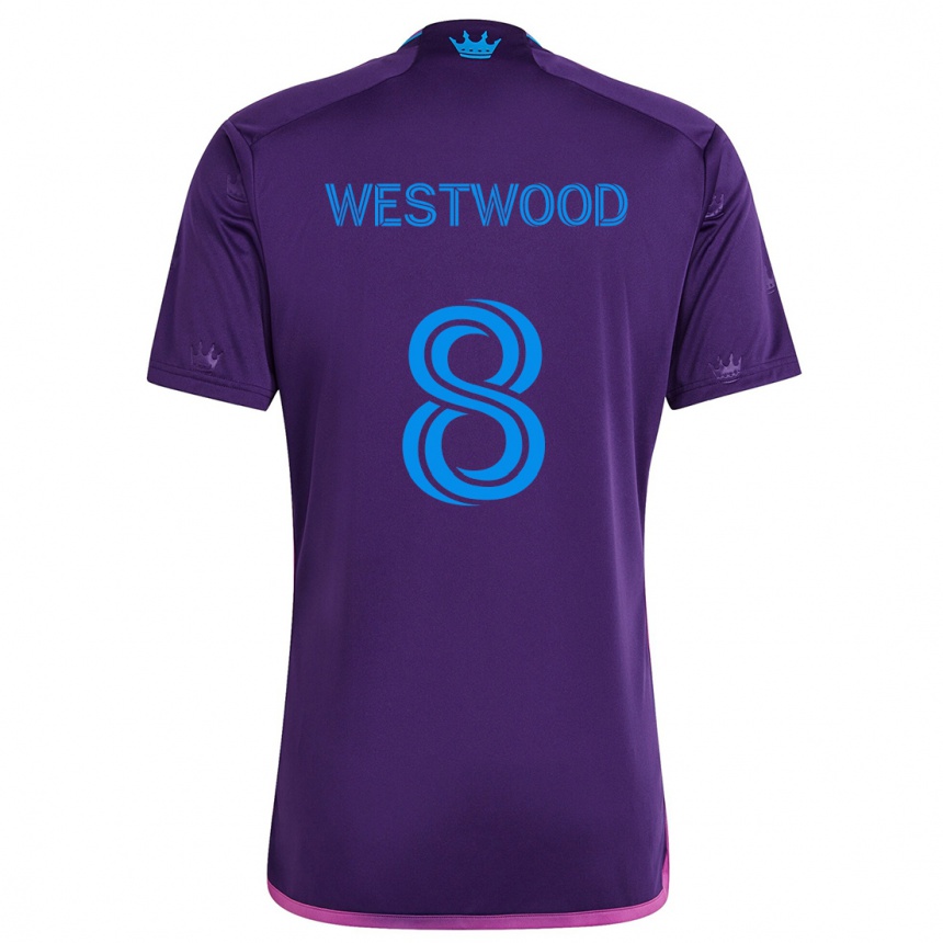 Enfant Football Maillot Ashley Westwood #8 Bleu Violet Tenues Extérieur 2024/25