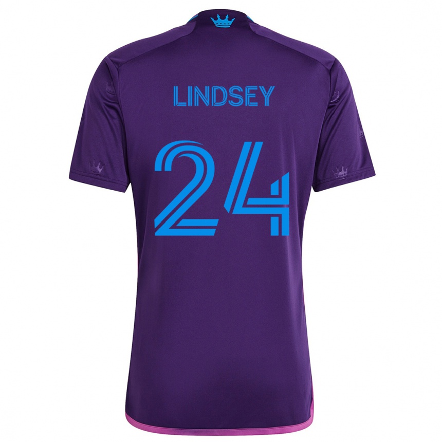 Enfant Football Maillot Jaylin Lindsey #24 Bleu Violet Tenues Extérieur 2024/25