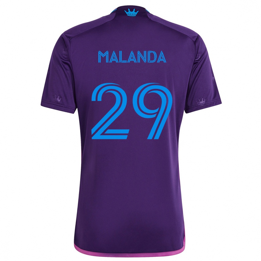 Enfant Football Maillot Adilson Malanda #29 Bleu Violet Tenues Extérieur 2024/25