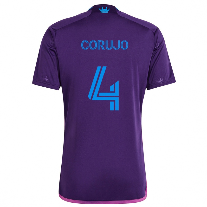 Enfant Football Maillot Guzmán Corujo #4 Bleu Violet Tenues Extérieur 2024/25