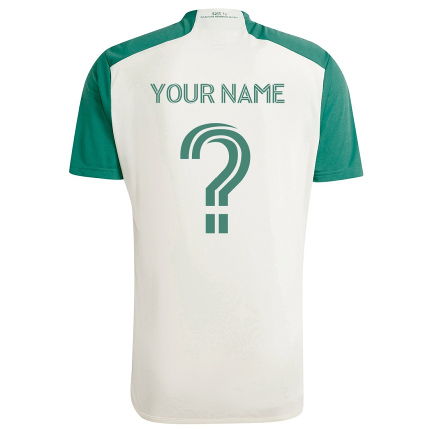 Enfant Football Maillot Votre Nom #0 Couleurs Beiges Vert Tenues Extérieur 2024/25