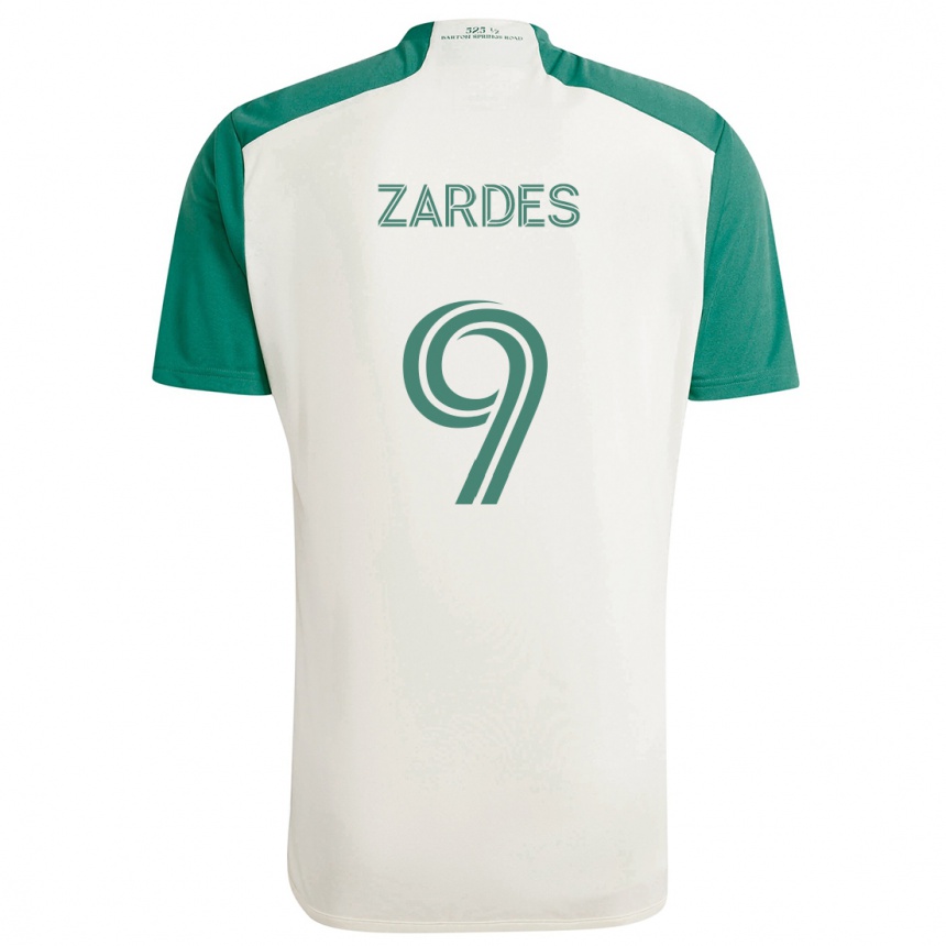 Enfant Football Maillot Gyasi Zardes #9 Couleurs Beiges Vert Tenues Extérieur 2024/25