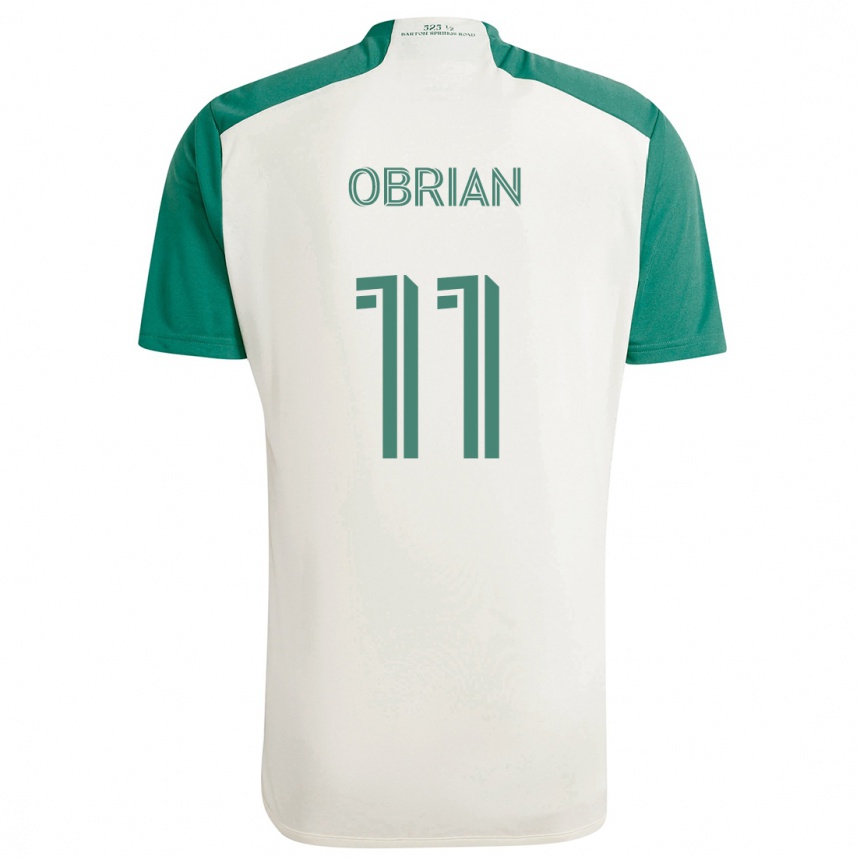 Enfant Football Maillot Jáder Obrian #11 Couleurs Beiges Vert Tenues Extérieur 2024/25