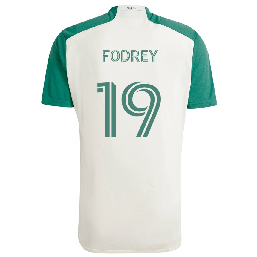 Enfant Football Maillot Cj Fodrey #19 Couleurs Beiges Vert Tenues Extérieur 2024/25