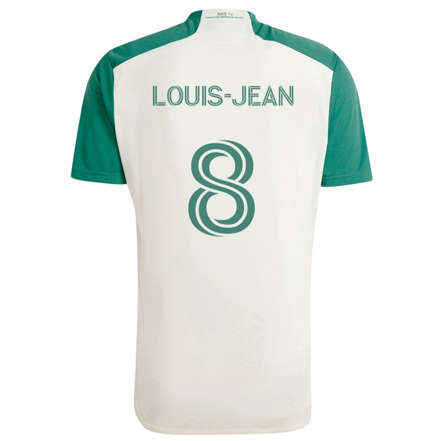 Enfant Football Maillot Steeve Louis-Jean #8 Couleurs Beiges Vert Tenues Extérieur 2024/25