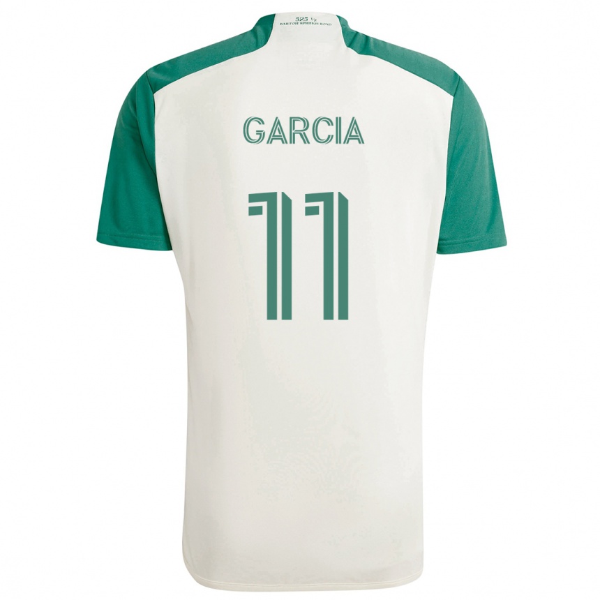 Enfant Football Maillot Christopher Garcia #11 Couleurs Beiges Vert Tenues Extérieur 2024/25