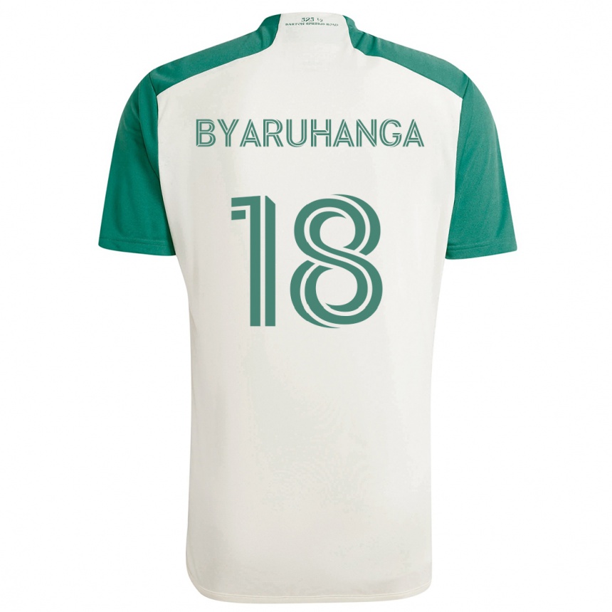 Enfant Football Maillot Bobosi Byaruhanga #18 Couleurs Beiges Vert Tenues Extérieur 2024/25