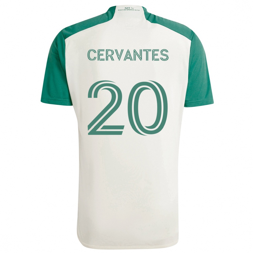 Enfant Football Maillot Aaron Cervantes #20 Couleurs Beiges Vert Tenues Extérieur 2024/25