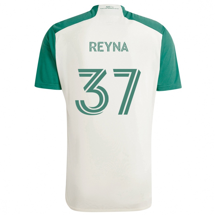 Enfant Football Maillot Joah Reyna #37 Couleurs Beiges Vert Tenues Extérieur 2024/25