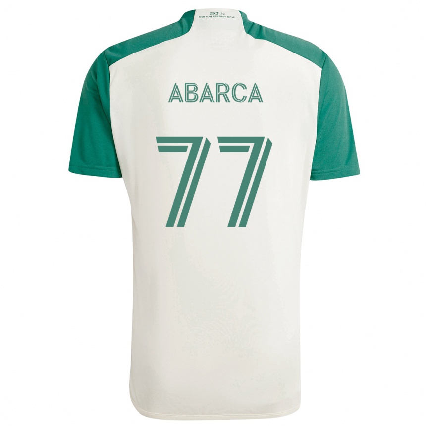 Enfant Football Maillot Diego Abarca #77 Couleurs Beiges Vert Tenues Extérieur 2024/25