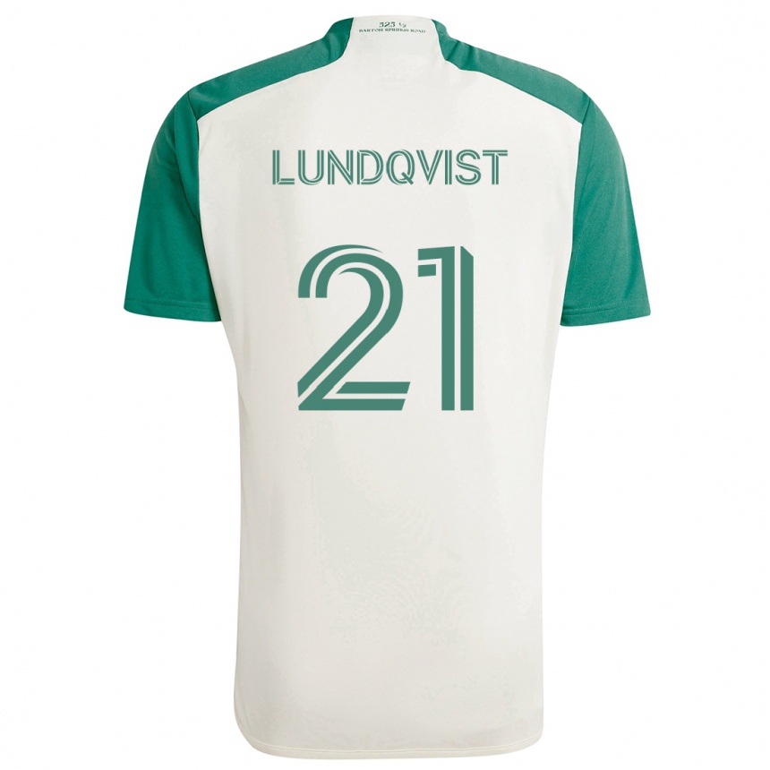 Enfant Football Maillot Adam Lundqvist #21 Couleurs Beiges Vert Tenues Extérieur 2024/25