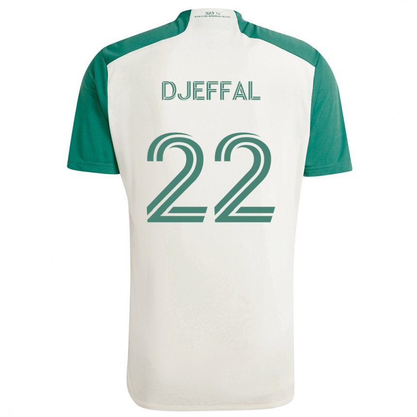 Enfant Football Maillot Sofiane Djeffal #22 Couleurs Beiges Vert Tenues Extérieur 2024/25