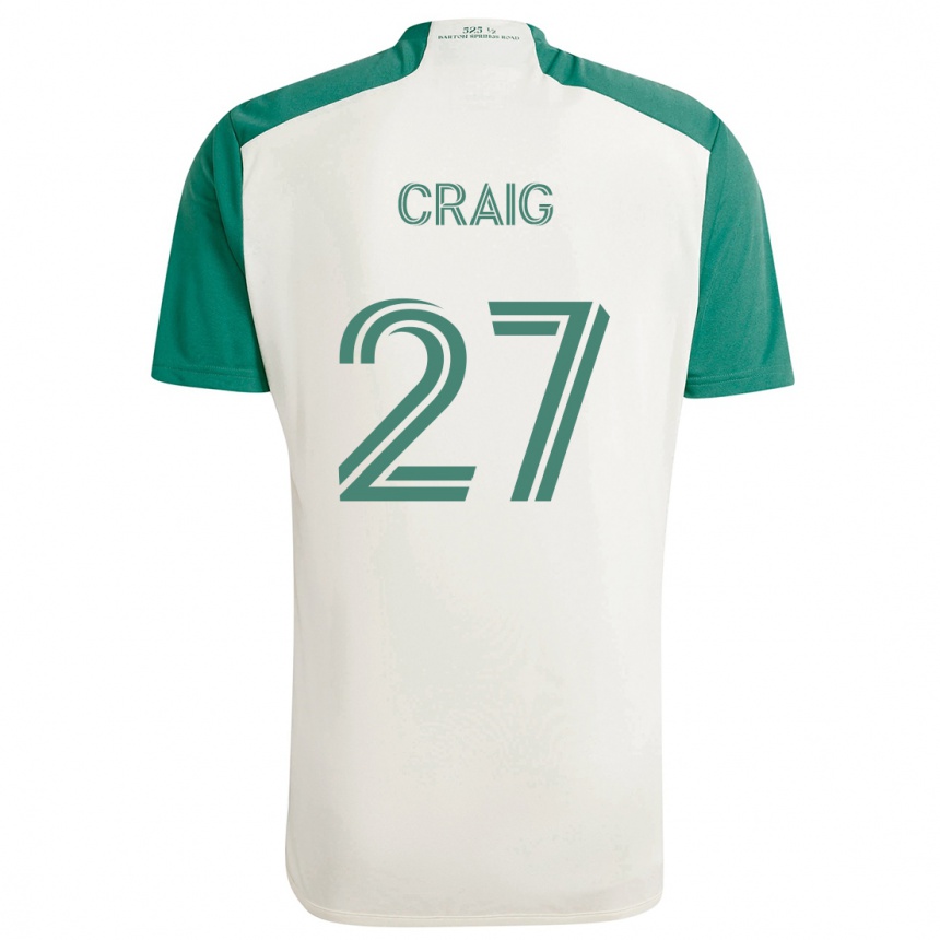 Enfant Football Maillot Brandan Craig #27 Couleurs Beiges Vert Tenues Extérieur 2024/25