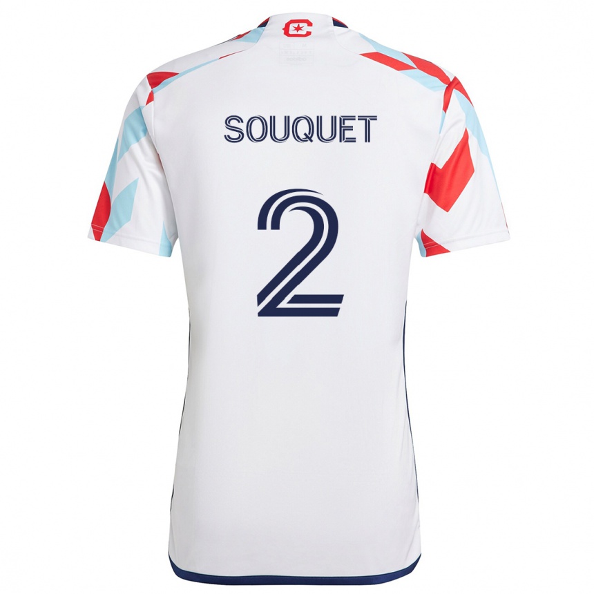 Enfant Football Maillot Arnaud Souquet #2 Blanc Rouge Bleu Tenues Extérieur 2024/25