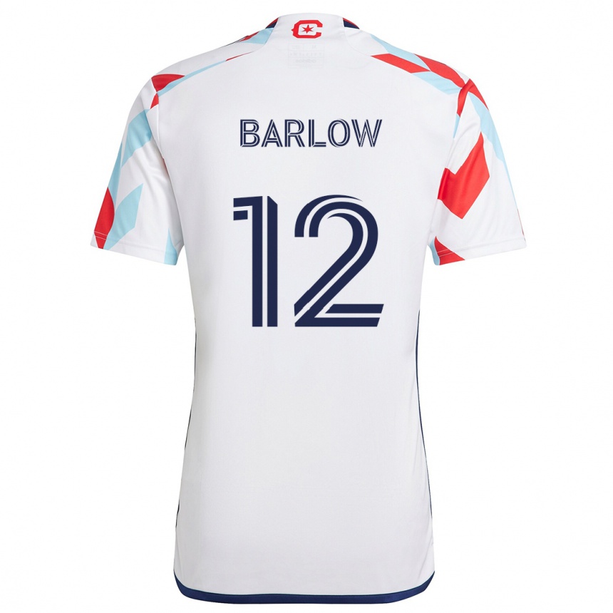 Enfant Football Maillot Tom Barlow #12 Blanc Rouge Bleu Tenues Extérieur 2024/25