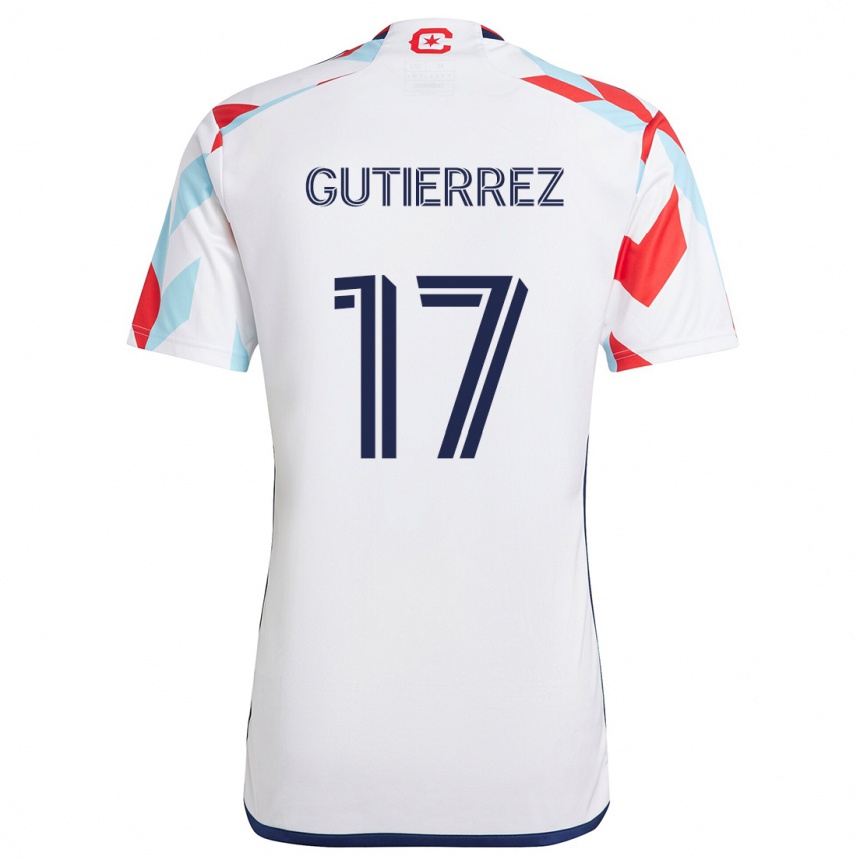 Enfant Football Maillot Brian Gutiérrez #17 Blanc Rouge Bleu Tenues Extérieur 2024/25