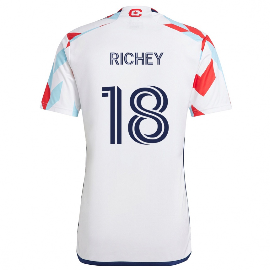 Enfant Football Maillot Spencer Richey #18 Blanc Rouge Bleu Tenues Extérieur 2024/25