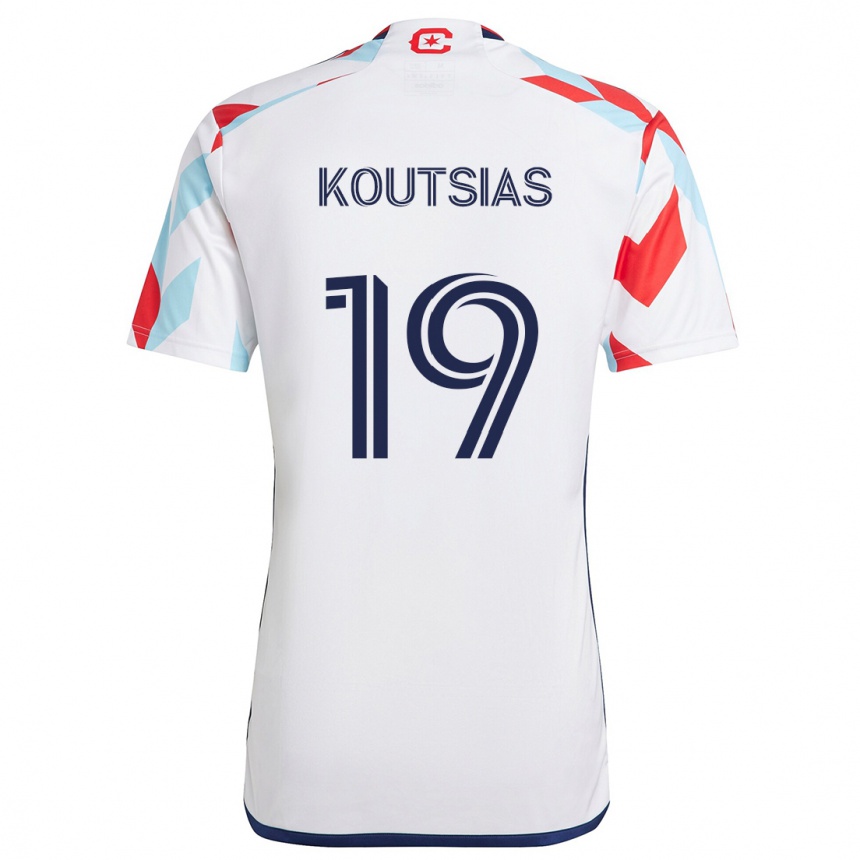 Enfant Football Maillot Georgios Koutsias #19 Blanc Rouge Bleu Tenues Extérieur 2024/25