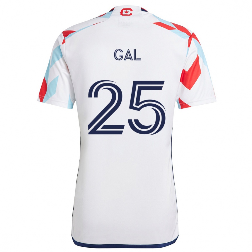 Enfant Football Maillot Jeff Gal #25 Blanc Rouge Bleu Tenues Extérieur 2024/25