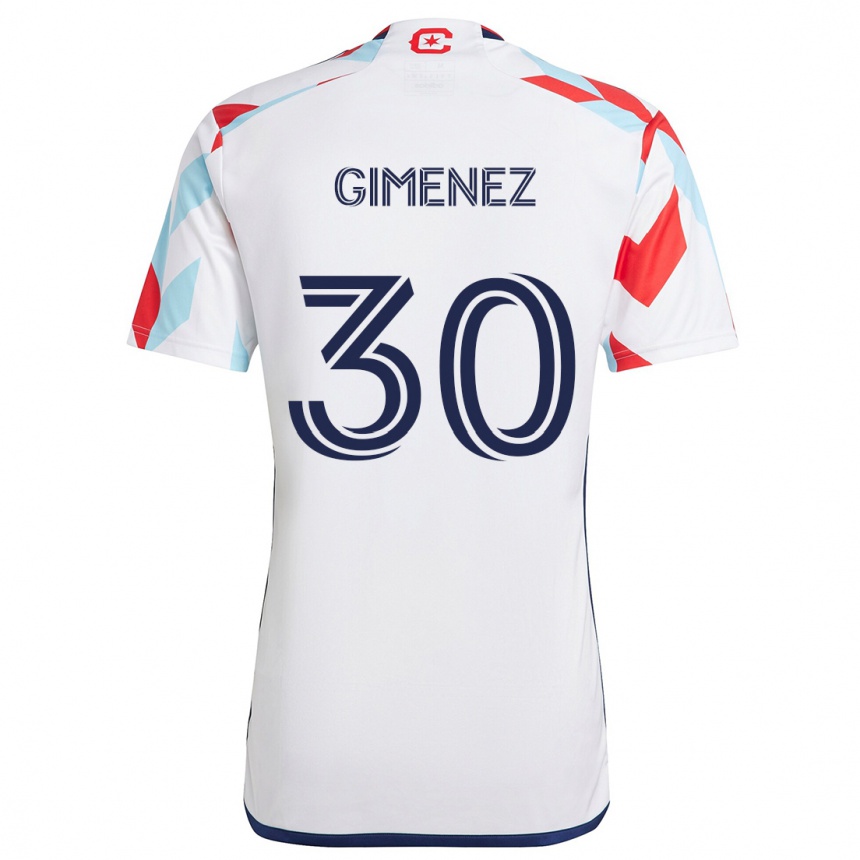 Enfant Football Maillot Gastón Giménez #30 Blanc Rouge Bleu Tenues Extérieur 2024/25