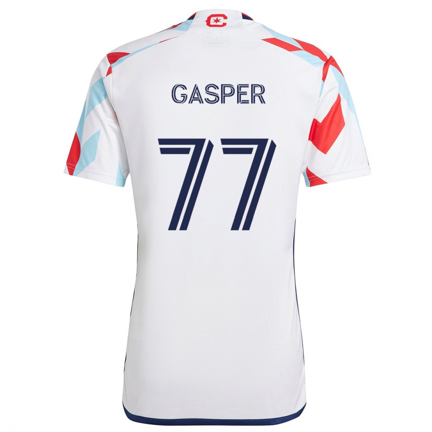 Enfant Football Maillot Chase Gasper #77 Blanc Rouge Bleu Tenues Extérieur 2024/25